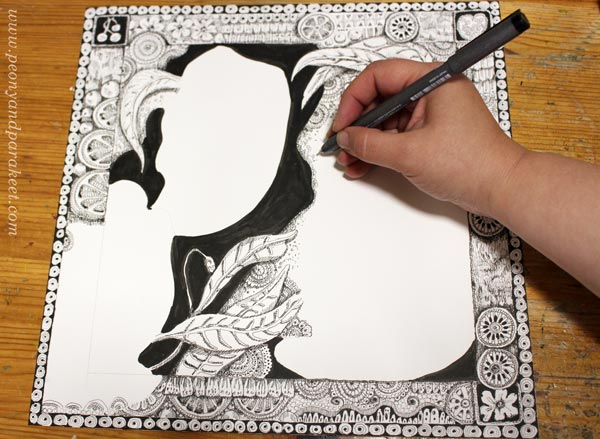 Drawing backgrounds for collage art. By Paivi Eerola of Peony and Parakeet.
