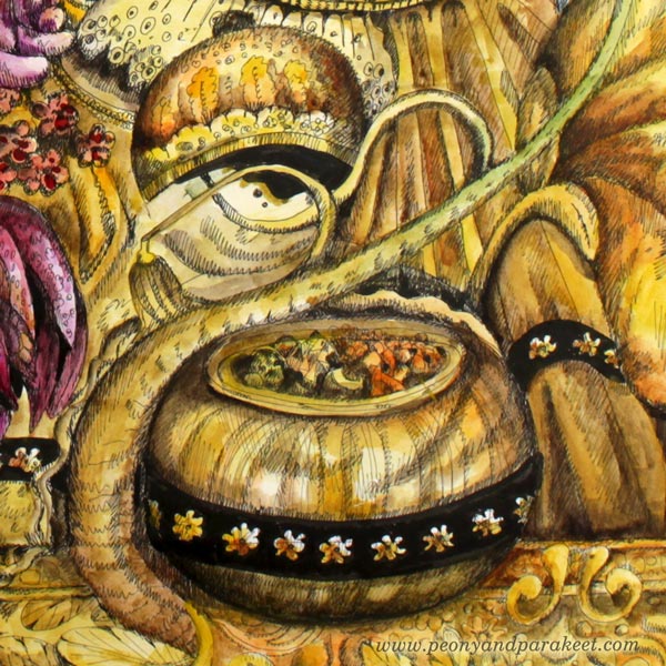 All Things Necessary by Paivi Eerola of Peony and parakeet. A detail of an illustration by the Finnish artist.