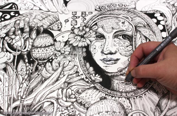 Drawing in black and white. Paivi Eerola answers to the question: Why draw and why draw in black and white?