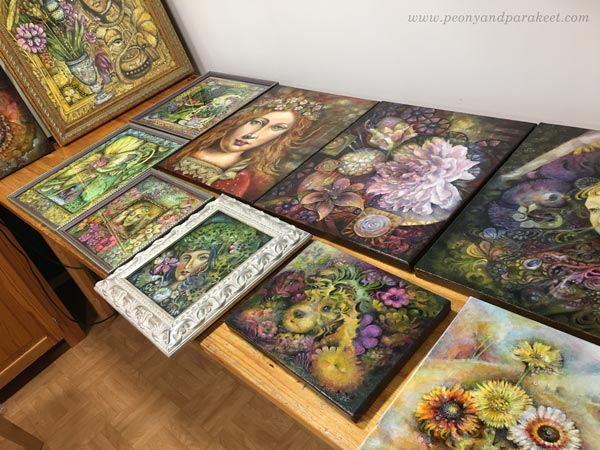 Paintings ready for an art exhibition. By Paivi Eerola of Peony and Parakeet.