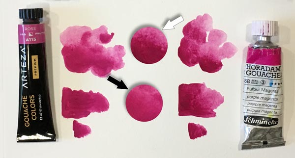 Comparison of Arteza gouache and Schminke Horadam gouache paints.