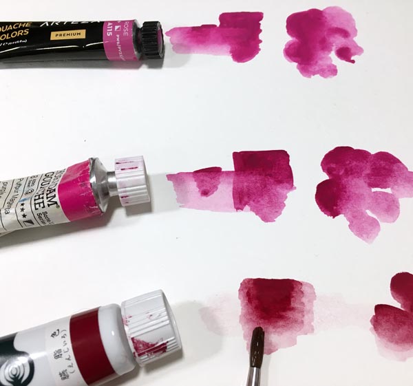 Comparing traditional gouache to acryl gouache. Arteza, Schminke, Turner.