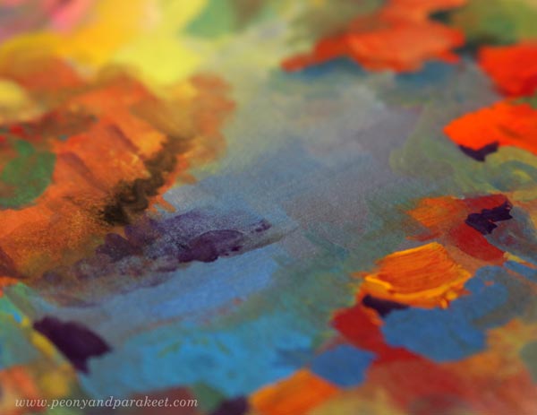 A detail of Paivi Eerola's gouache painting. Painted with Arteza gouache paint in 60 colors.