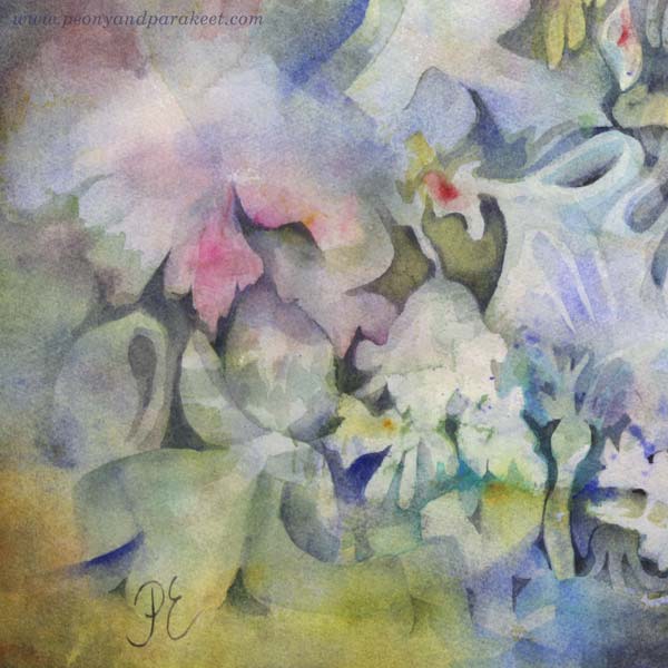 A detail of a watercolor painting by Paivi Eerola.