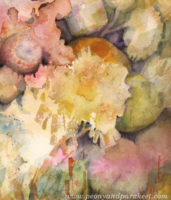 A detail of a watercolor painting by Paivi Eerola.