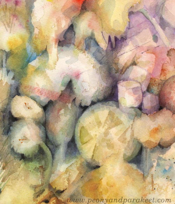 A detail of a watercolor painting by Paivi Eerola.