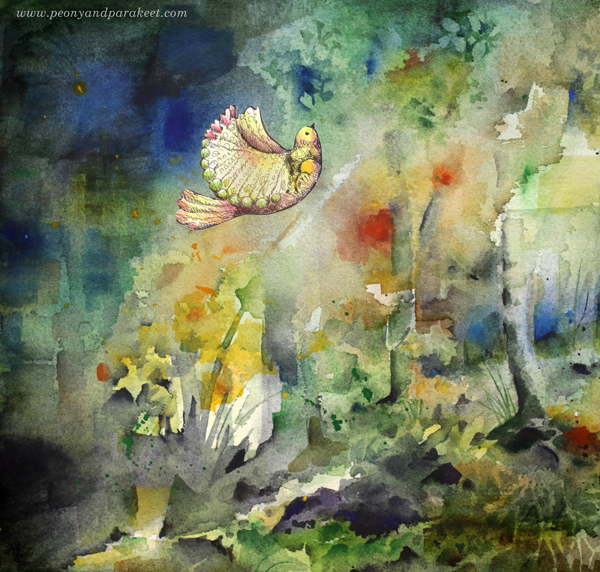 Enjoying colors. Digital art made of handpainted and handdrawn elements. By Paivi Eerola of Peony and Parakeet.