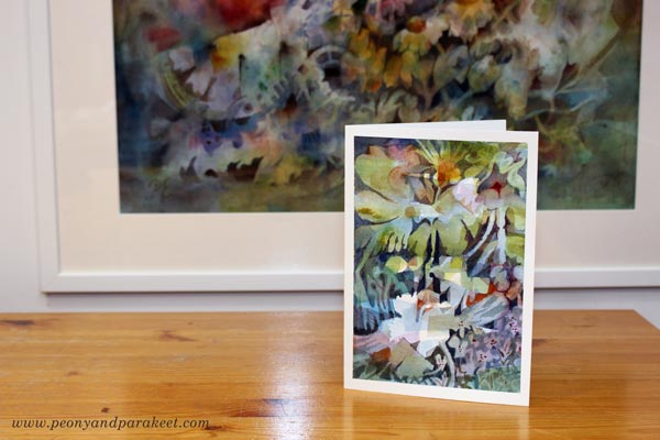 Expressive watercolor card - free video tutorial by Paivi Eerola of Peony and Parakeet
