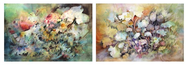 Two watercolor paintings of Paivi Eerola, an artist from Finland.