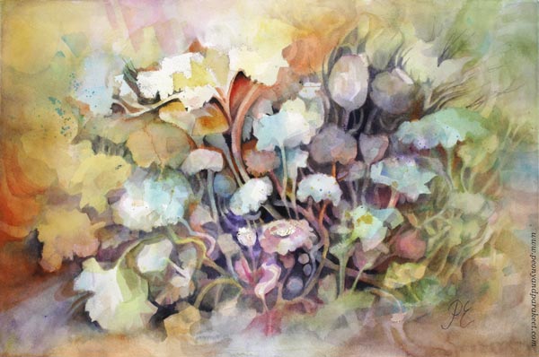 Torchbearer. Watercolor painting by artist Paivi Eerola.