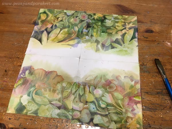 Designing a surface pattern in watercolor. By Paivi Eerola of Peony and Parakeet.