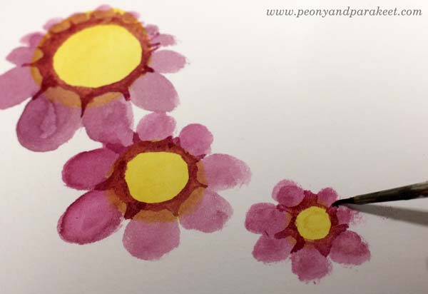 Step 3 of a vintage style flower tutorial by Paivi Eerola of Peony and Parakeet.