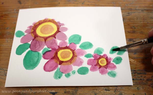 Step 4 of a vintage style flower tutorial by Paivi Eerola of Peony and Parakeet.