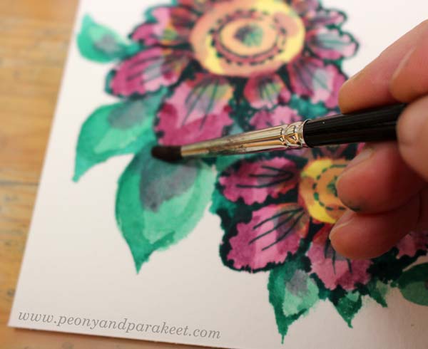 Step 6 of a vintage style flower tutorial by Paivi Eerola of Peony and Parakeet.