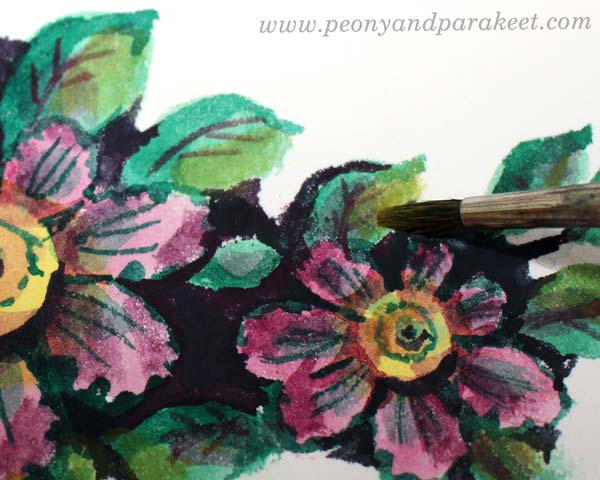 Step 8 of a vintage style flower tutorial by Paivi Eerola of Peony and Parakeet.