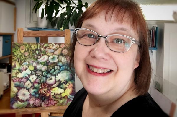 Paivi Eerola and her painting in progress. Read her thoughs about artistic voice and how other people affect it.