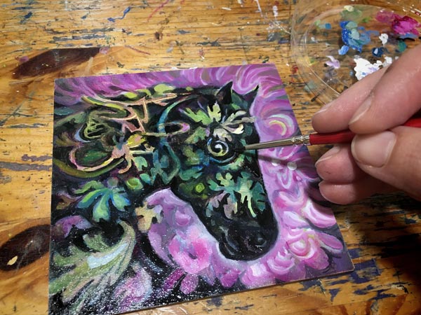 A small-sized horse painting in progress. By Paivi Eerola of Peony and Parakeet.