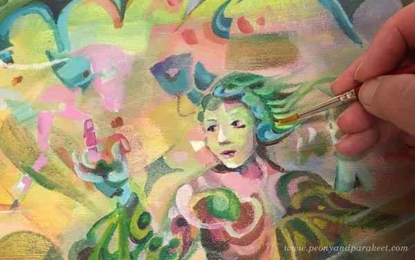 Painting details shape by shape. By Paivi Eerola of Peony and Parakeet.
