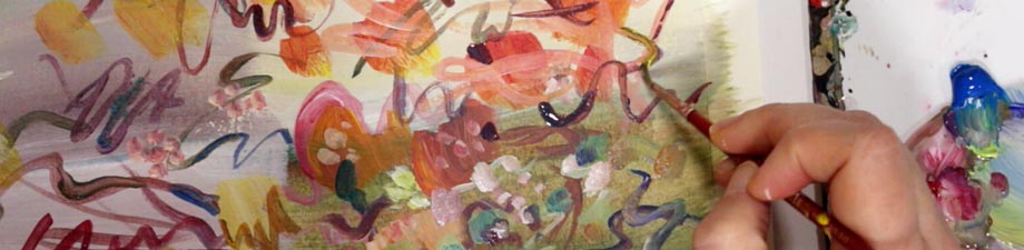 Painting a floral abstract. By Paivi Eerola of Peony and Parakeet.