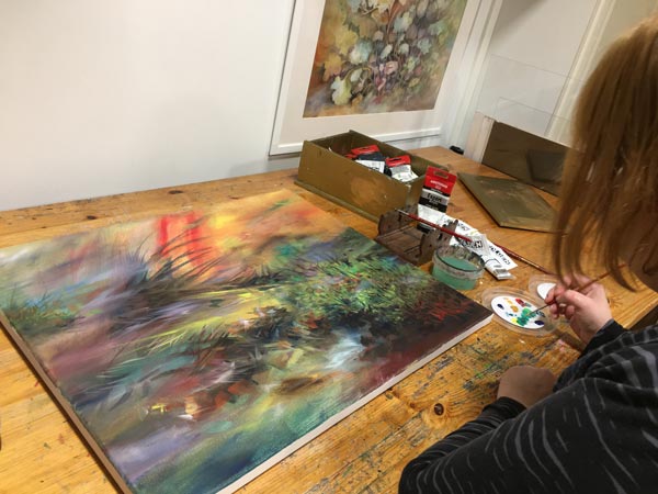 Painting grief and loss, Paivi Eerola in the middle of the process