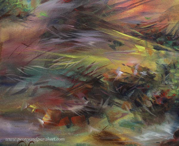 "If Grief Smoked" - an acrylic painting on canvas by Finnish artist Paivi Eerola, a detail