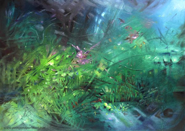 Syvällä soi - Sounds in the Deep, an oil painting on canvas by Paivi Eerola.