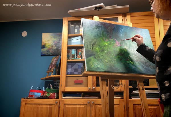 Painting in the studio