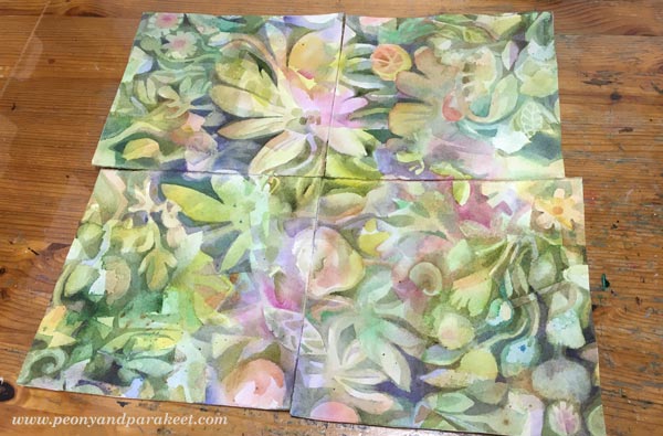 Painting a surface pattern in watercolor.