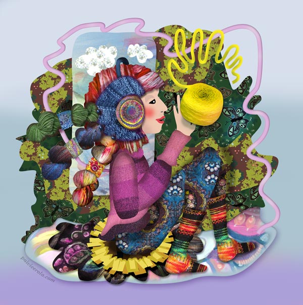 Yarnie - an illustration about yarn obsession by the artist Paivi Eerola.