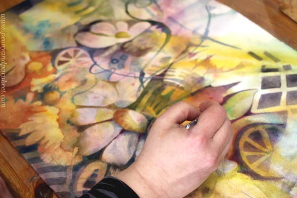 A watercolor painting in progress. By Paivi Eerola of Peony and Parakeet.