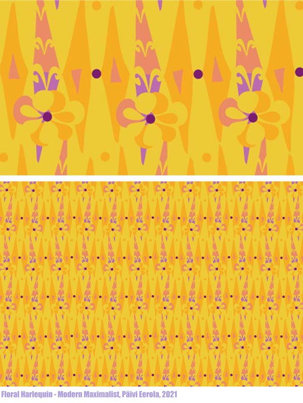 Floral Harlequin, a surface pattern by Paivi Eerola. From the collection Modern Maximalist.