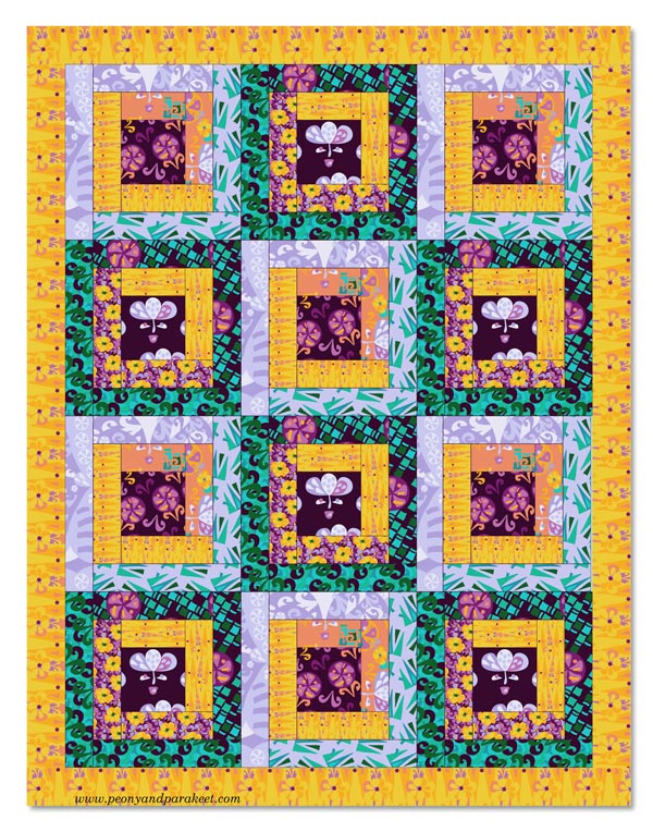 A quilt mockup from the fabrics designed by Päivi Eerola. From the collection Modern Maximalist. Read her blog post about revealing artistic potential.