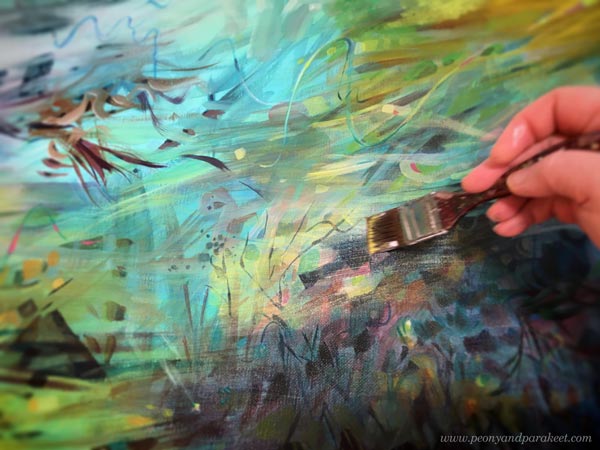 Intuitive painting in progress. By Paivi Eerola.
