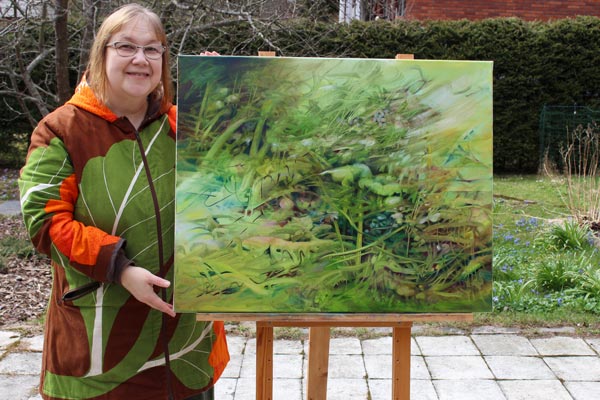 "Unchanging" - an oil painting and the artist Paivi Eerola.