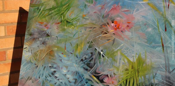 A detail of Bluesomnia, oil painting by Paivi Eerola.