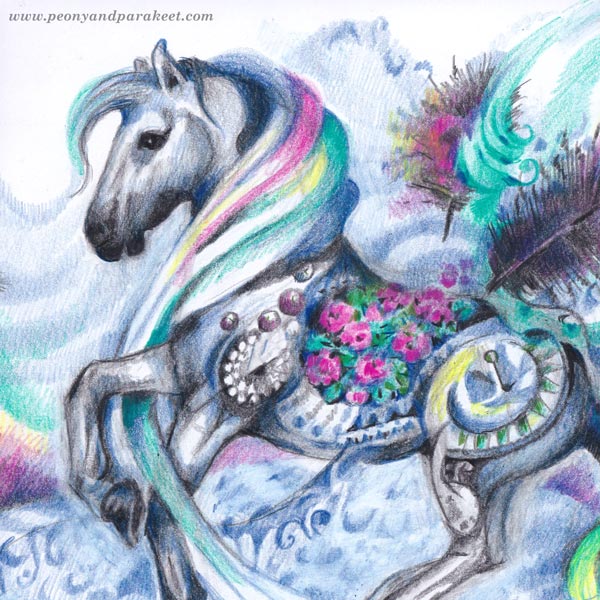 Desenho realista colorido de um cavalo  Color pencil drawing, Pencil  drawings, Colored pencil lessons