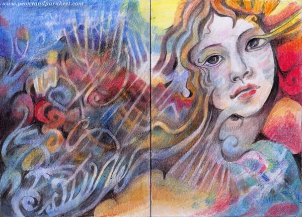 A study of Sandro Botticelli's art and spirituality by Paivi Eerola. Colored pencils notebook.