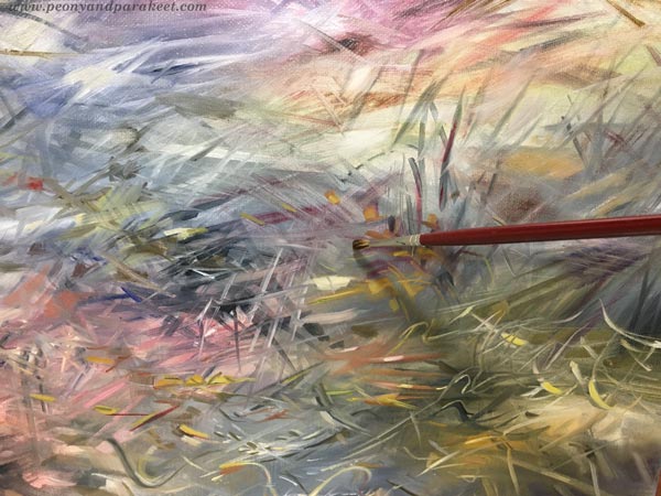 Oil painting in progress. Starting an art journey to spirituality. By Paivi Eerola.