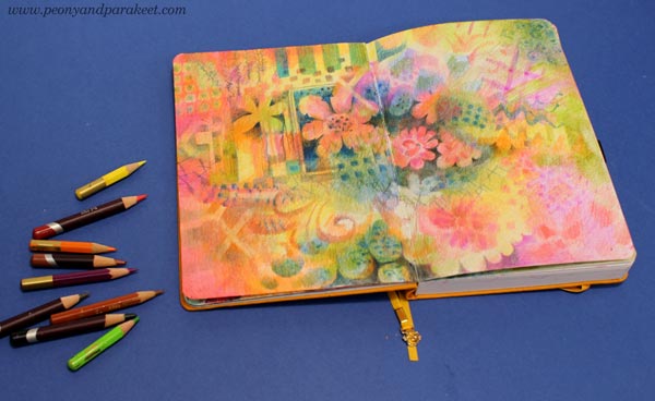 Colored Pencil Sunset  Art Journal Page - Journal Freaks