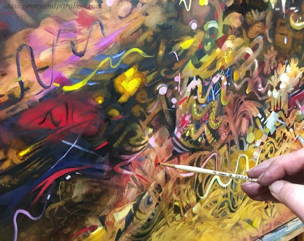 Painting with colors that speak to you. Experiencing emotional catharsis through colors and shapes.