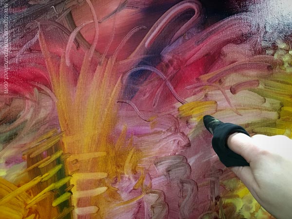 Intuitive art techniques. Painting with finger and wiping off paint.