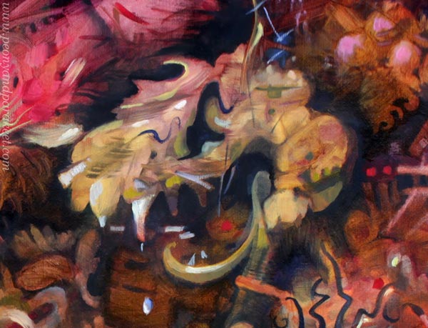 Vanitas, intuitive oil painting by Paivi Eerola. A detail.