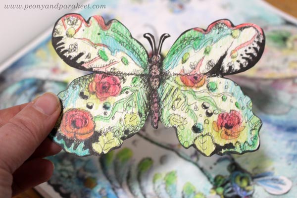 A hand-drawn butterfly by Peony and Parakeet. From the class Animal Inkdom.