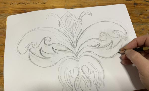 Designing a damask motif.