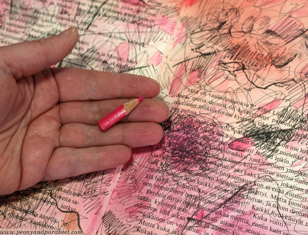 Making a beautiful mess with the leftovers of art supplies.
