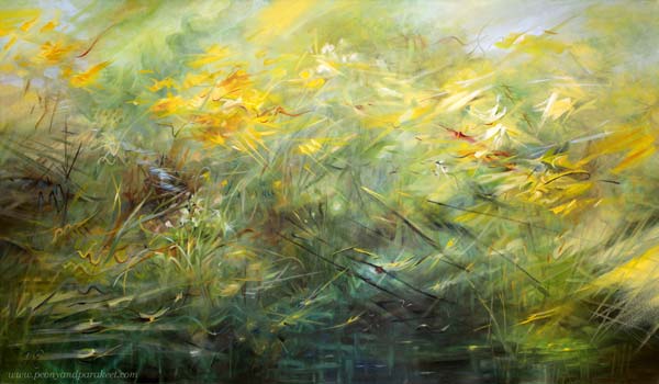 Runaway Sun – Karannut aurinko, 70 x 120 cm, oil on canvas. By Paivi Eerola.