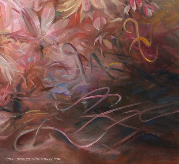 Old-world feel in curves and swirls. A detail of an oil painting by Paivi Eerola.