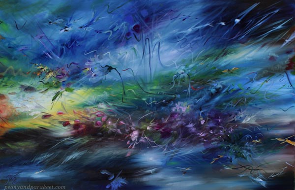 Juhla Neptunuksessa - Jubilee in Neptune, 90 x 140 cm, oil on canvas, by Paivi Eerola.