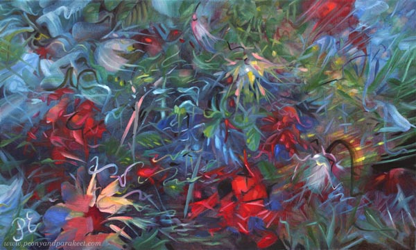 Merkuriuksen lämpötilat - Mercury Temperatures, 30 x 50 cm, oil on canvas by Paivi Eerola