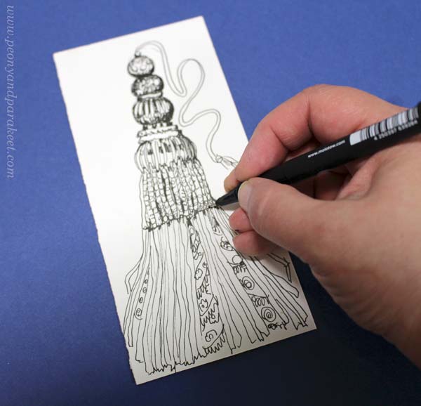 Drawing a decorative tassel.